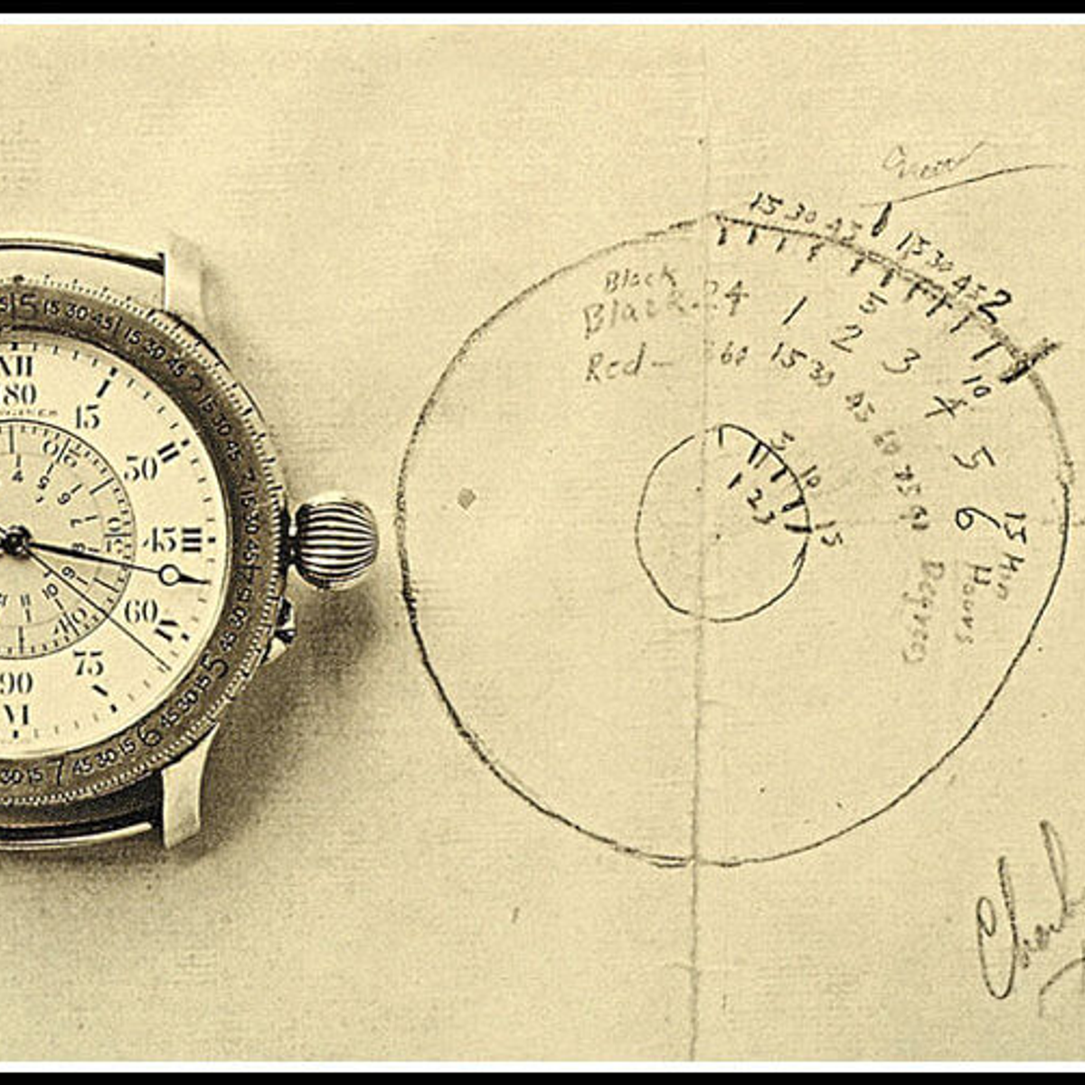 Croquis de Charles A.Lindbergh pour la future montre ©Longines