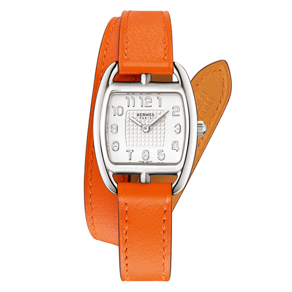 Montre Cape Cod Tonneau Silver avec bracelet cuir ©Hermès 