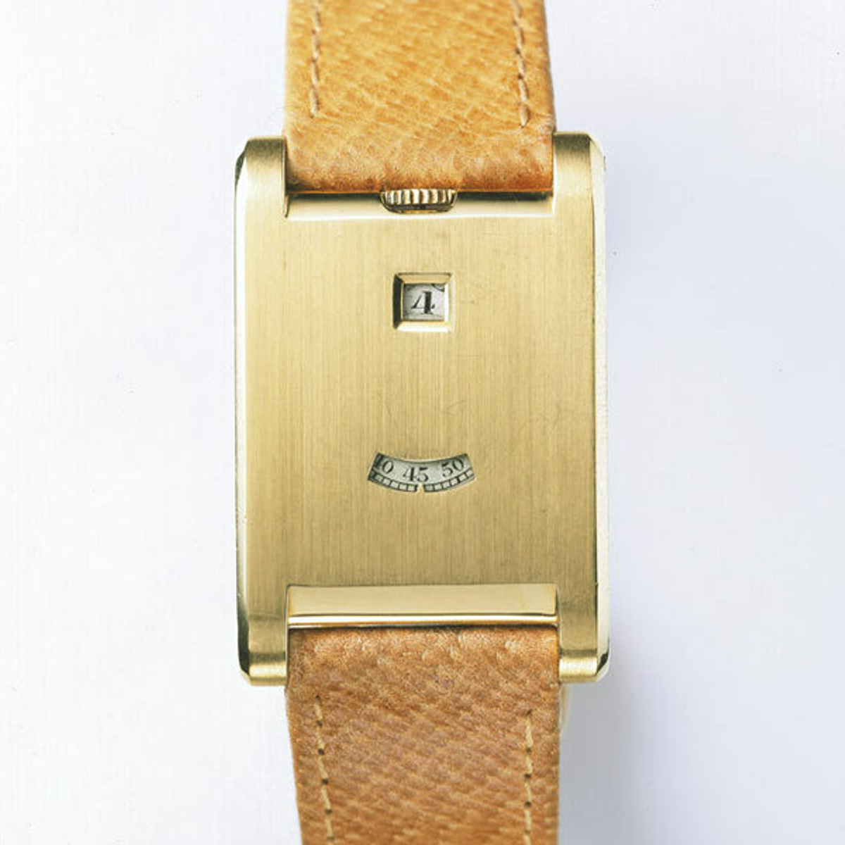 Montre Tank à guichets en or satiné