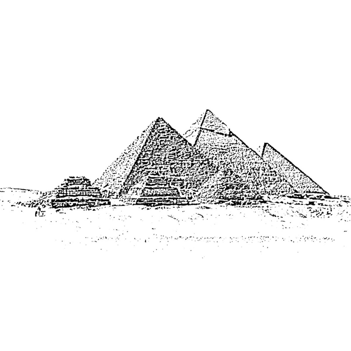 -2500 Construction of the pyramids of Cheops, Kephren and Mykerinos in Giza, Egypt