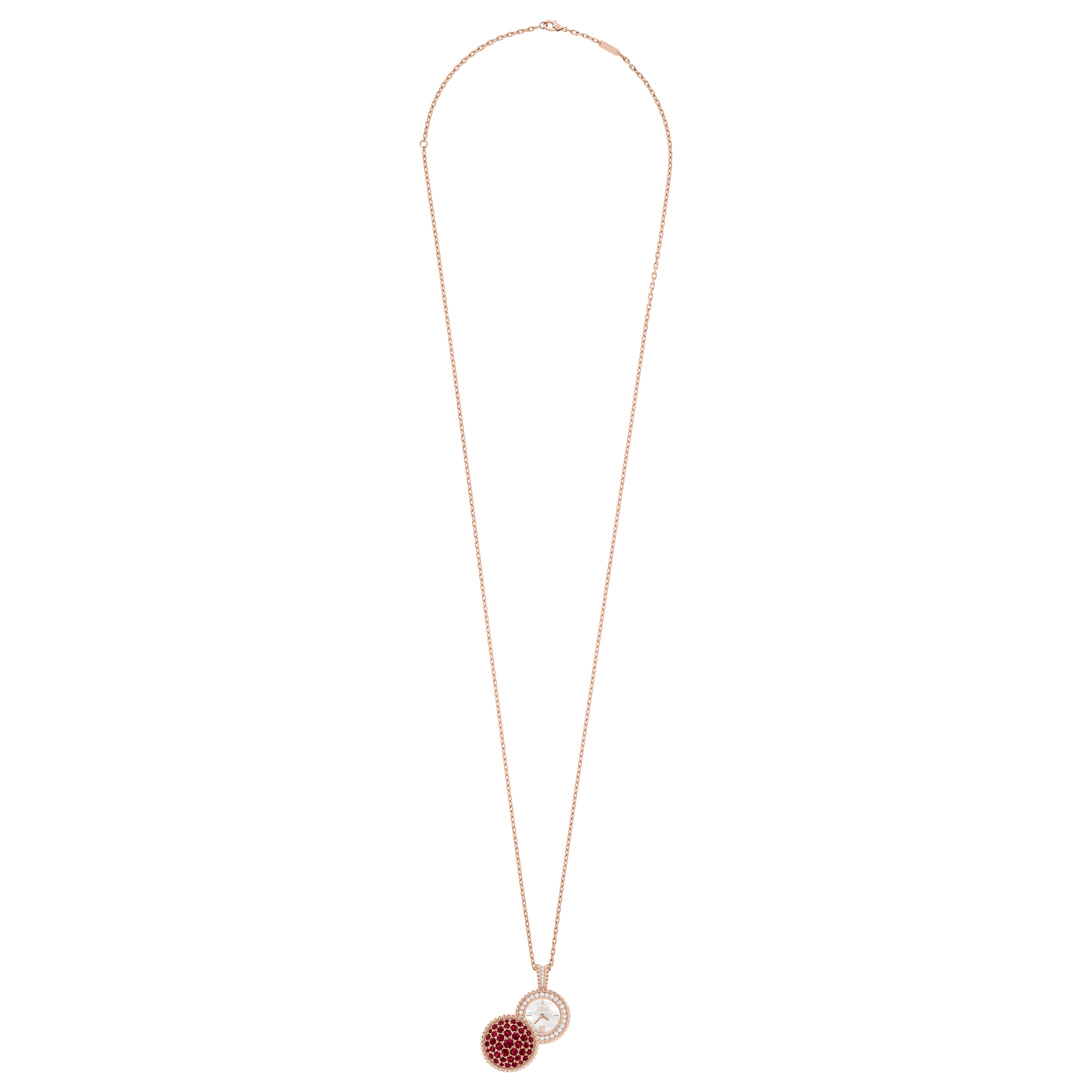 Perlée secret pendant watch, rubies