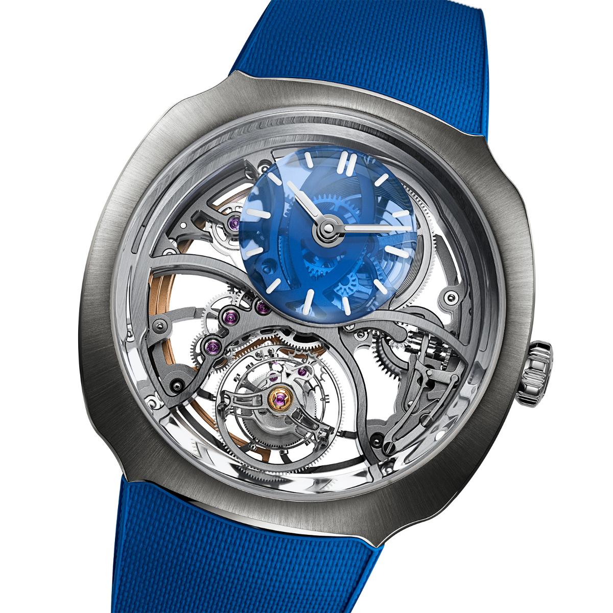 Novelties 2024_H. Moser & Cie Streamliner Cylindrical Tourbillon Skeleton Alpine Limited Edition front