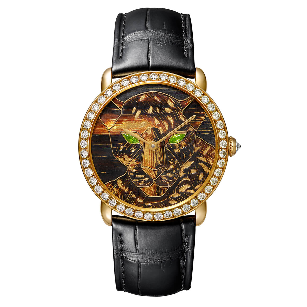 Ronde Louis Cartier Watch With Wood And Gold Leaf Marquetry © Cartier