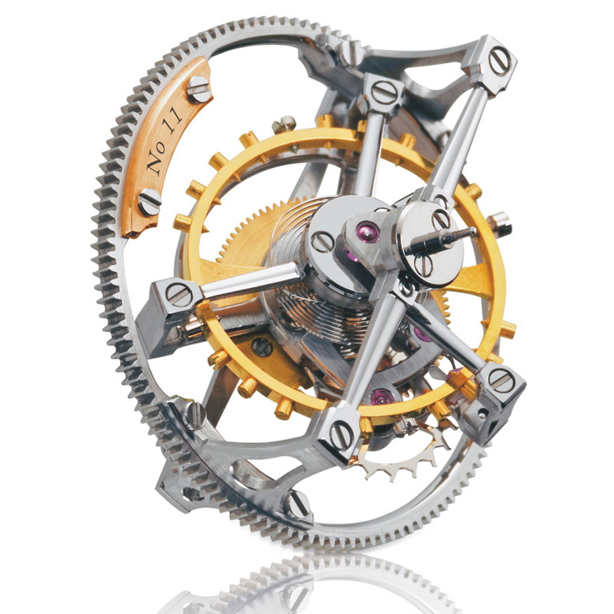 Vue d'une partie du mécanisme du Double Tourbillon 30° ©Greubel Forsey