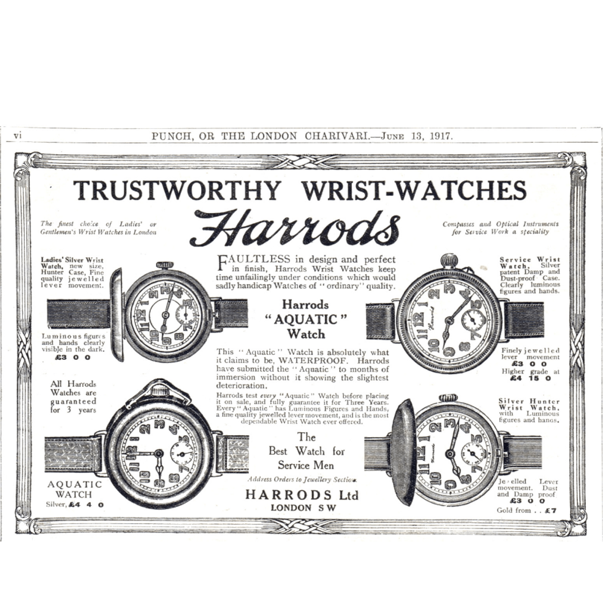 Harrods Advert 13 June 1917