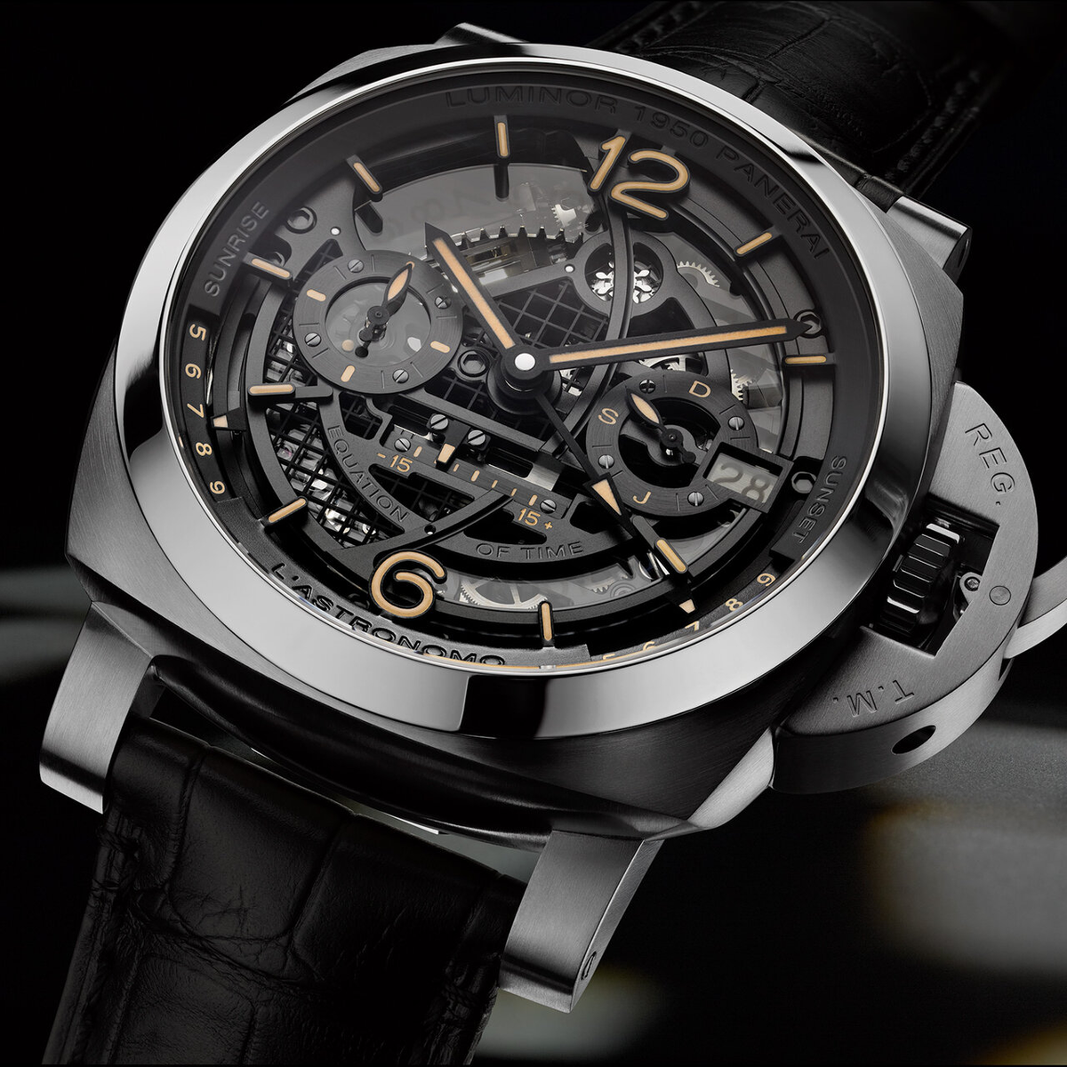 L’Astronomo — Luminor 1950 Tourbillon Moon Phases Equation of Time GMT — 50 mm