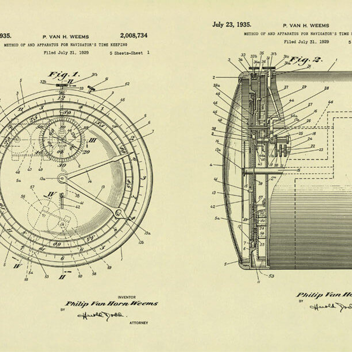 Plans de la montre Weems de Longines ©Longines