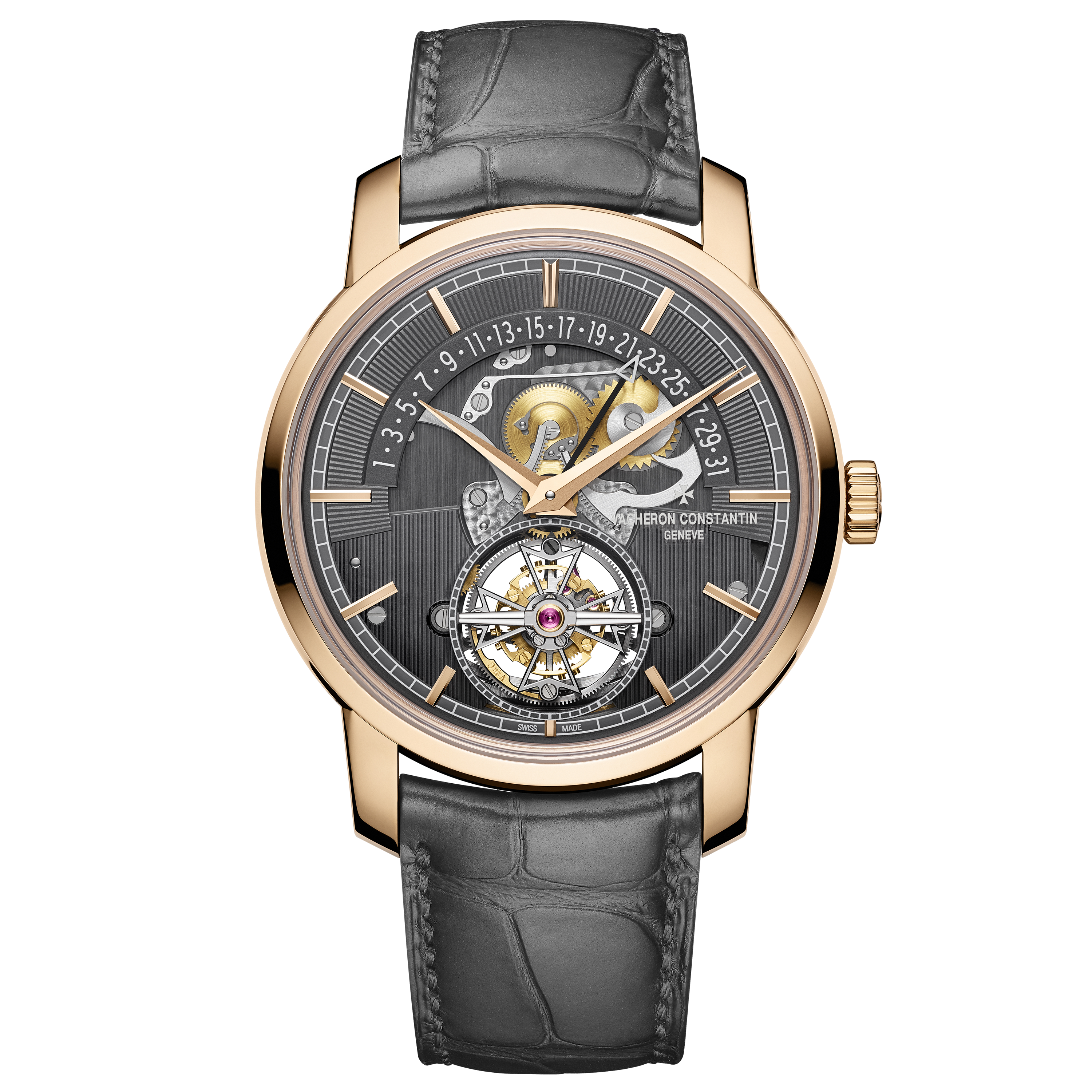 Traditionnelle tourbillon date rétrograde openface