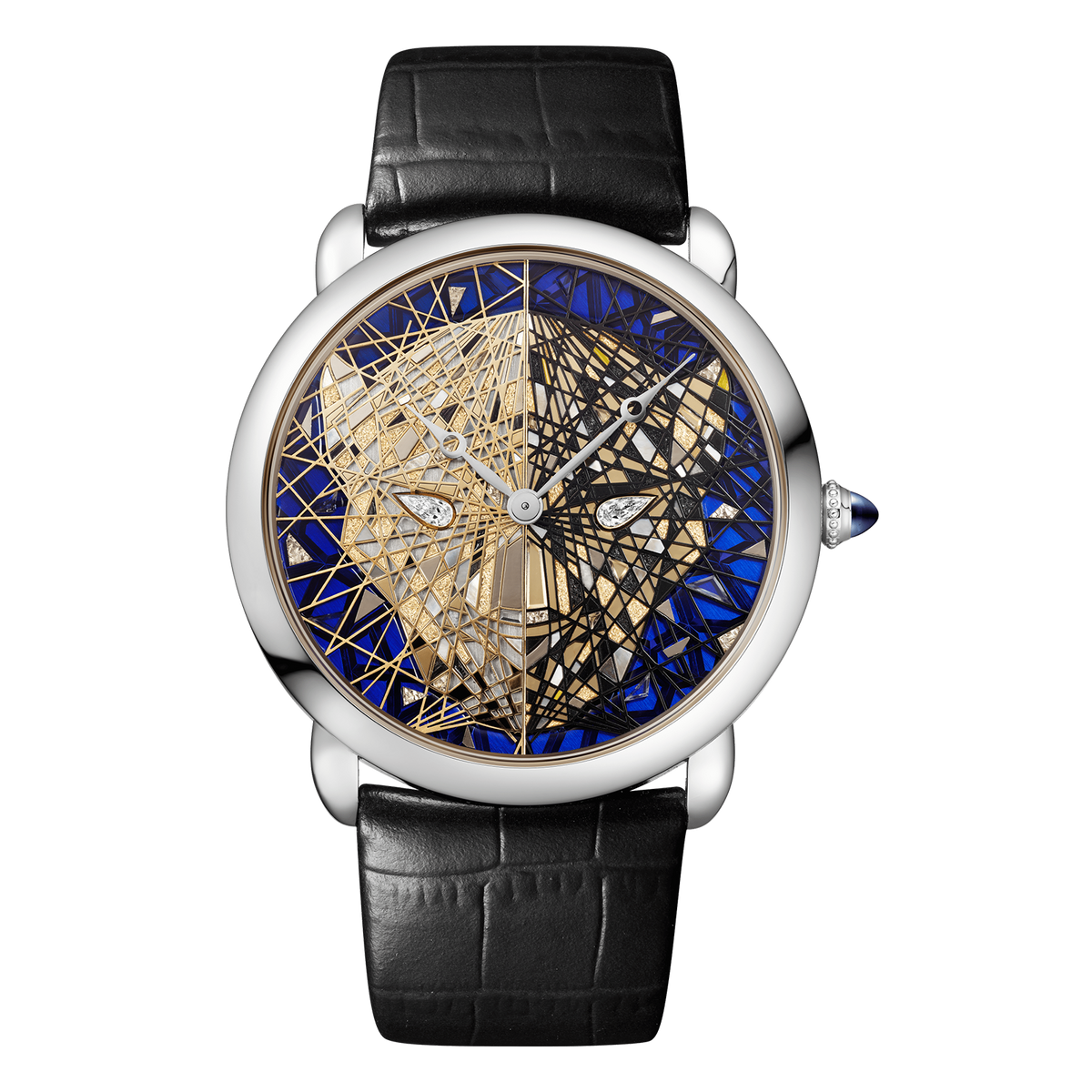 Montre Ronde Louis Cartier Éclats de Panthère Marqueterie