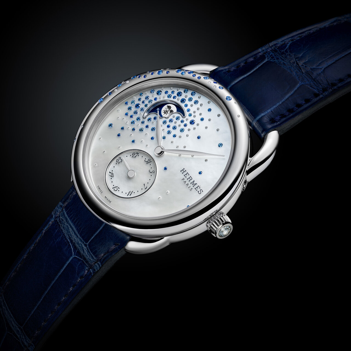 Arceau Petite Lune Jeté de diamants et saphirs