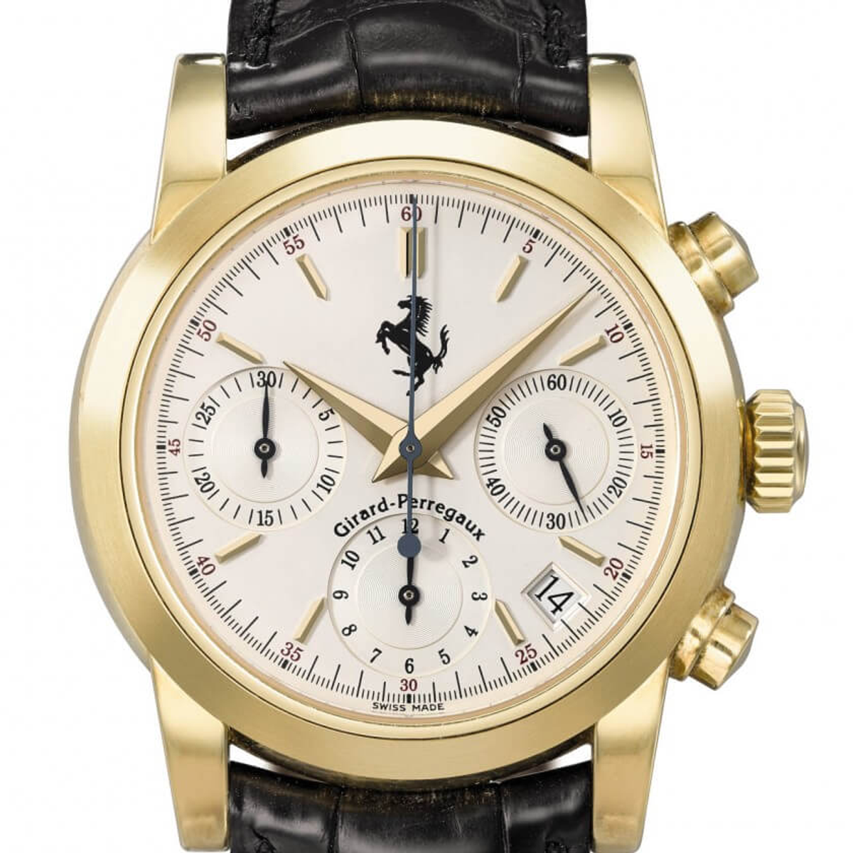 Girard-Perregaux Chronograph made for Ferrari, Yellow Gold, 1997, est. CHF2000-3000, sold CHF 5625 © Christie's