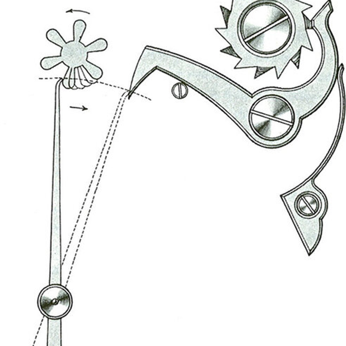 Fouet des montres à secondes mortes