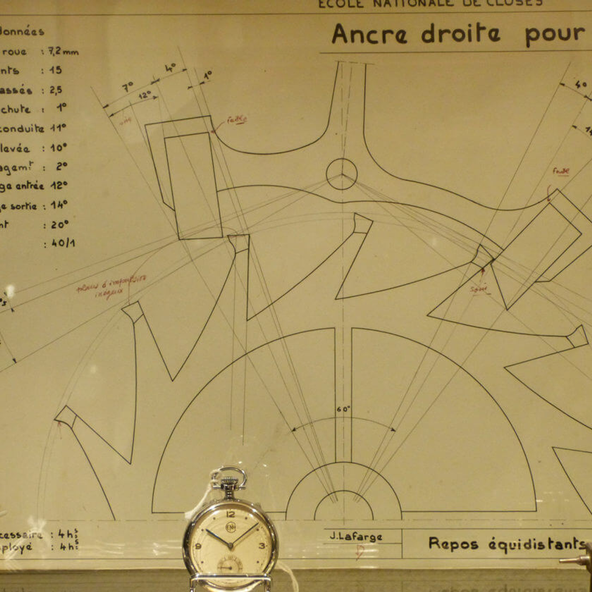 Drawing of an anchor escapement's lifts