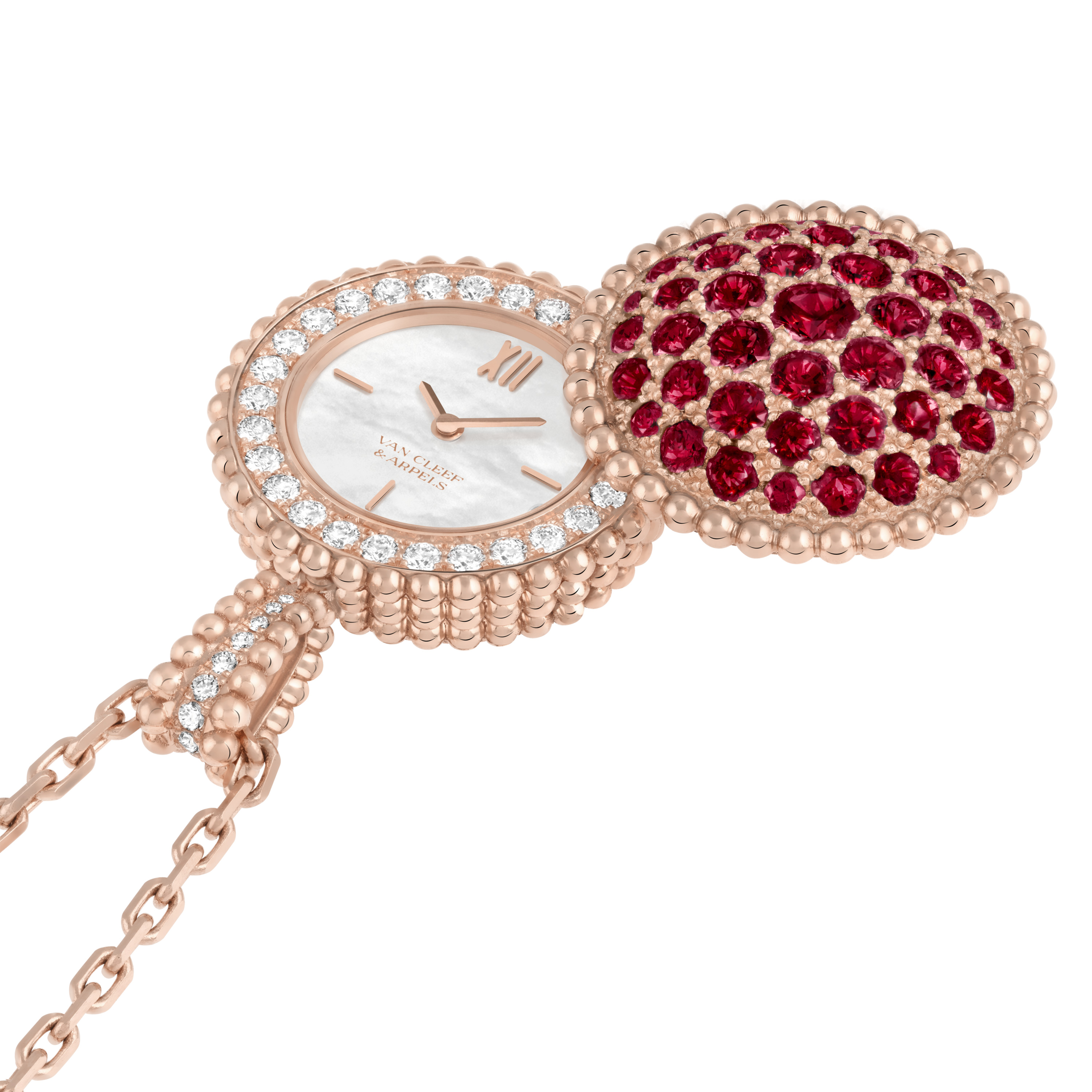 Perlée secret pendant watch, rubies